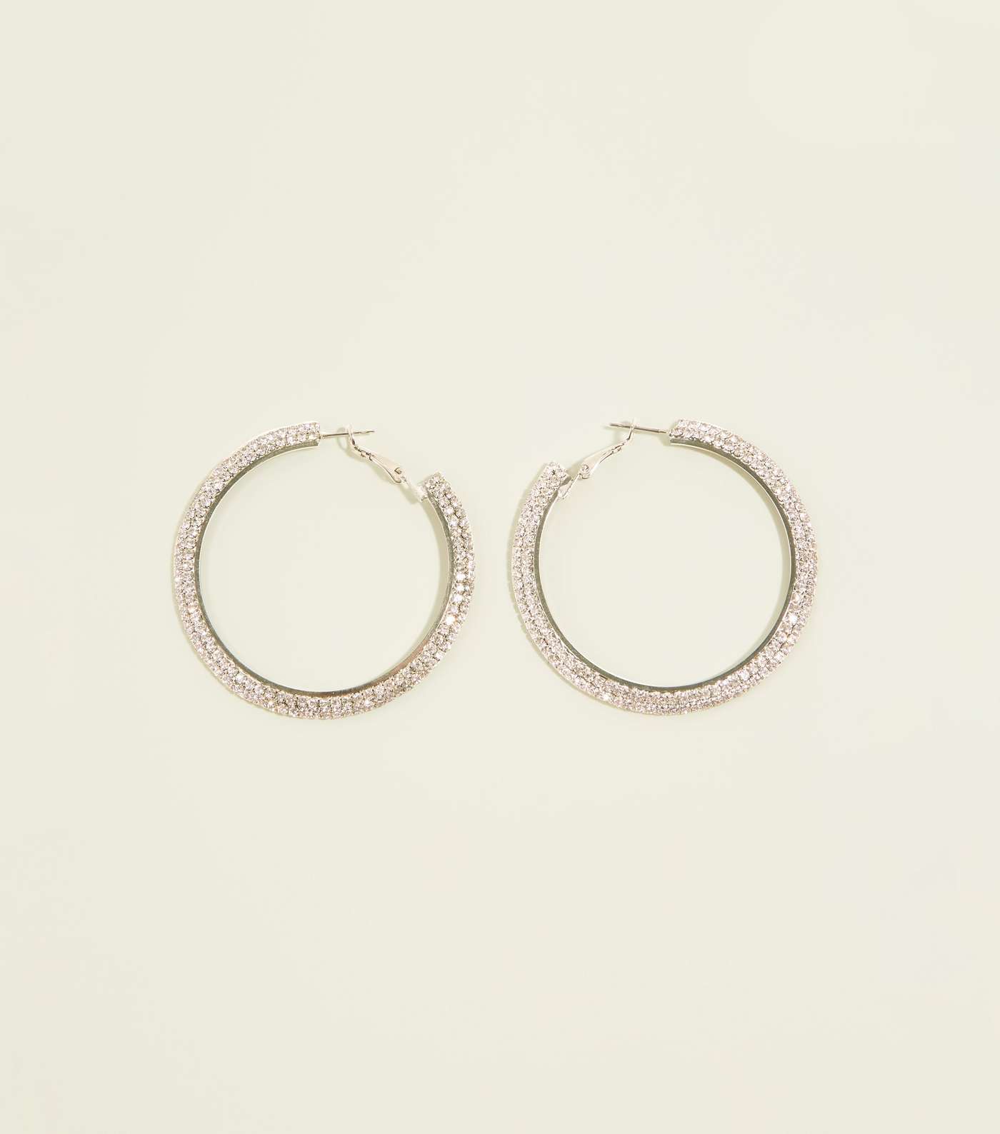 RE:BORN Silver Diamanté Hoop Earrings