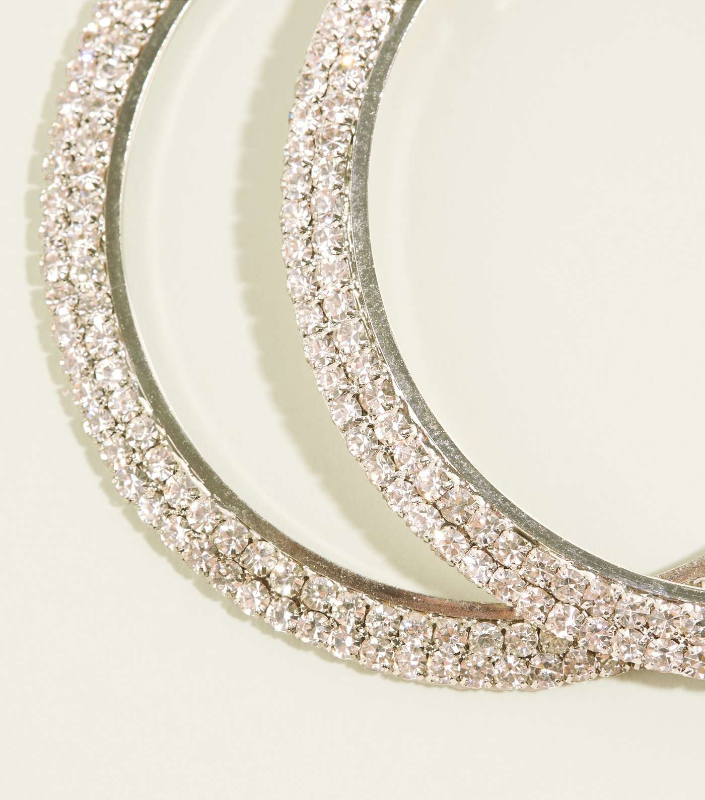 RE:BORN Silver Diamanté Hoop Earrings Image 3