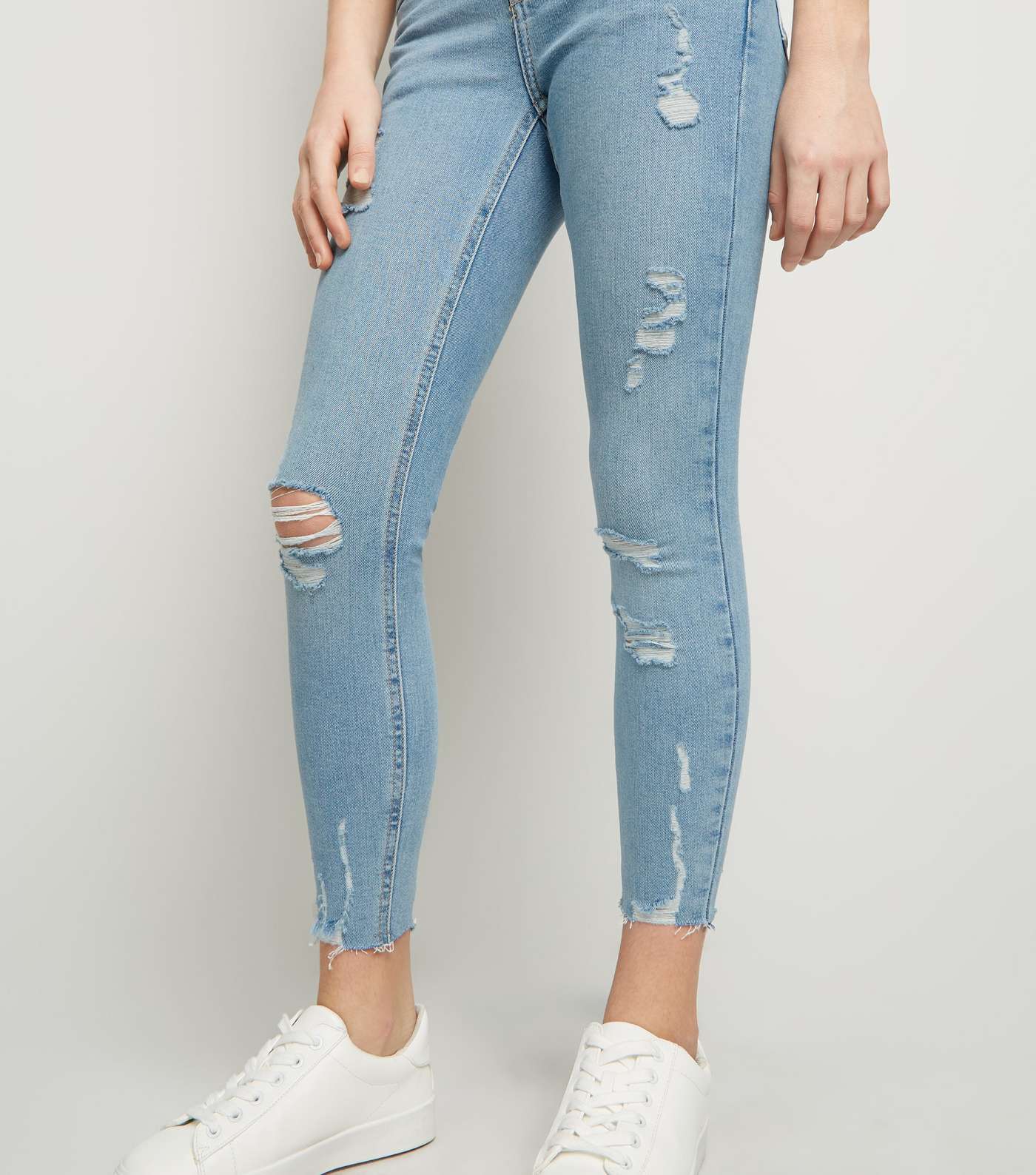 Girls Pale Blue Ripped High Waist Skinny Jeans  Image 3
