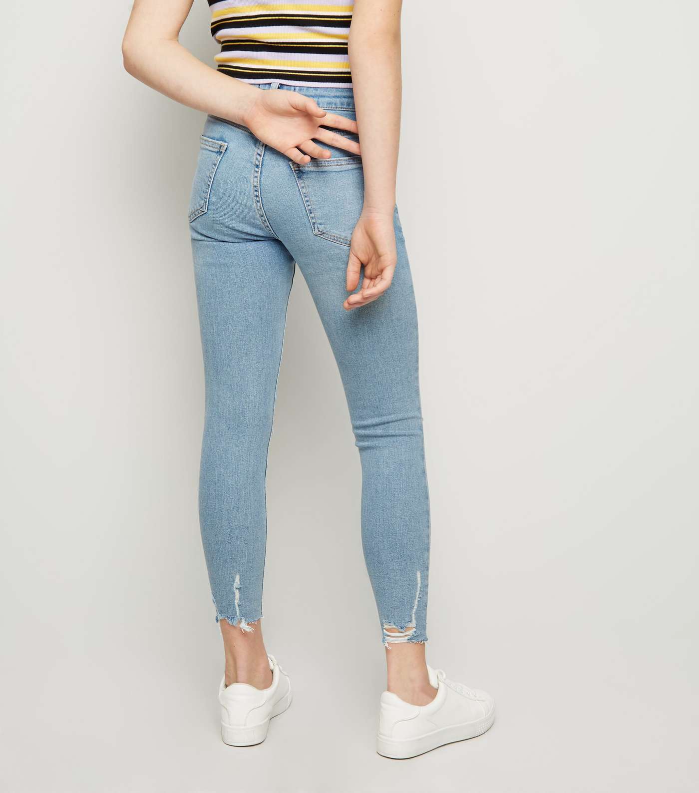 Girls Pale Blue Ripped High Waist Skinny Jeans  Image 5