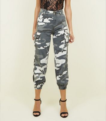 Girls Grey Camo Utility Trousers  New Look
