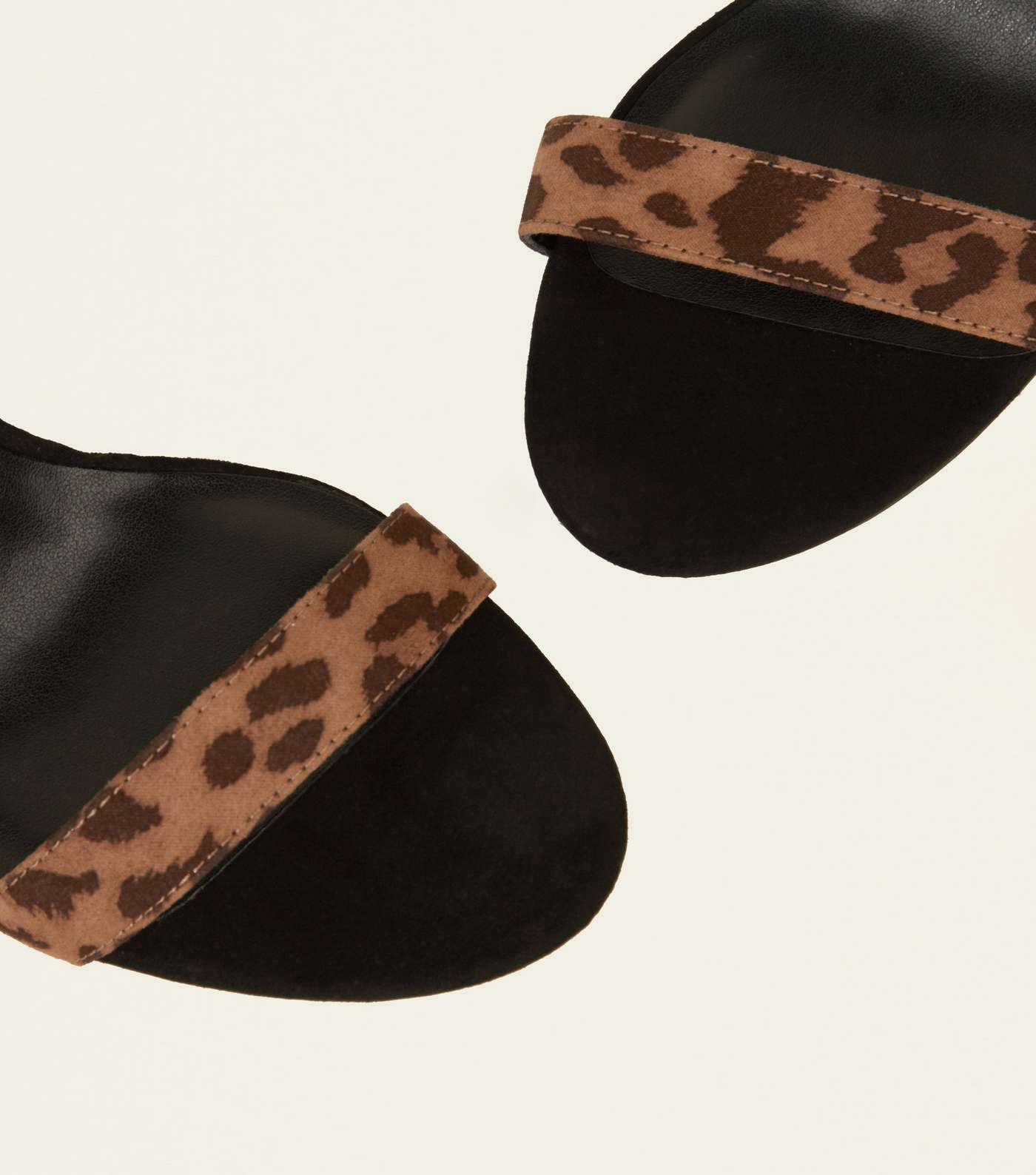 Wide Fit Leopard Print Suedette Elastic Strap Heels Image 3