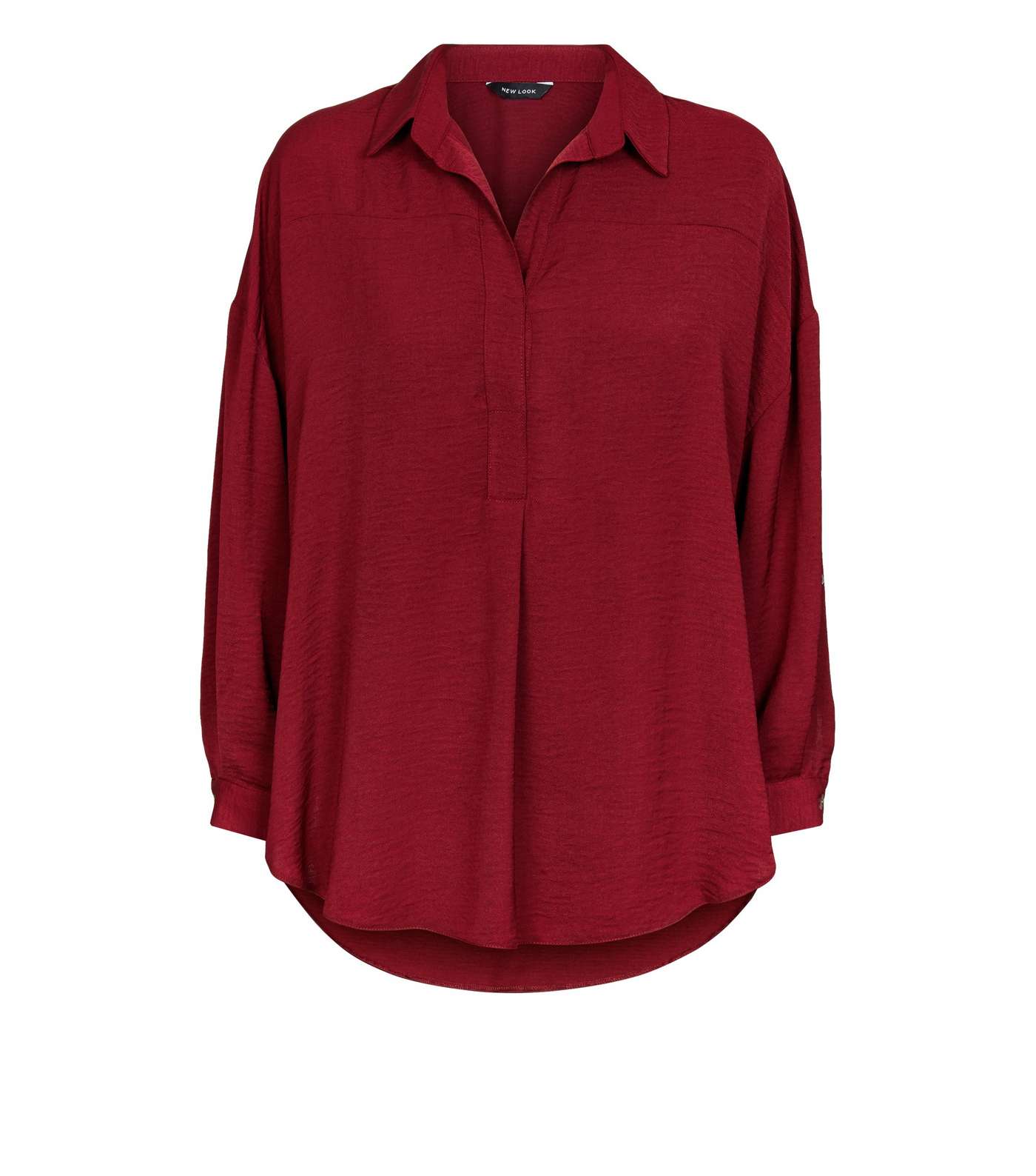 Burgundy D-Ring Sleeve Oversized Shirt Image 4