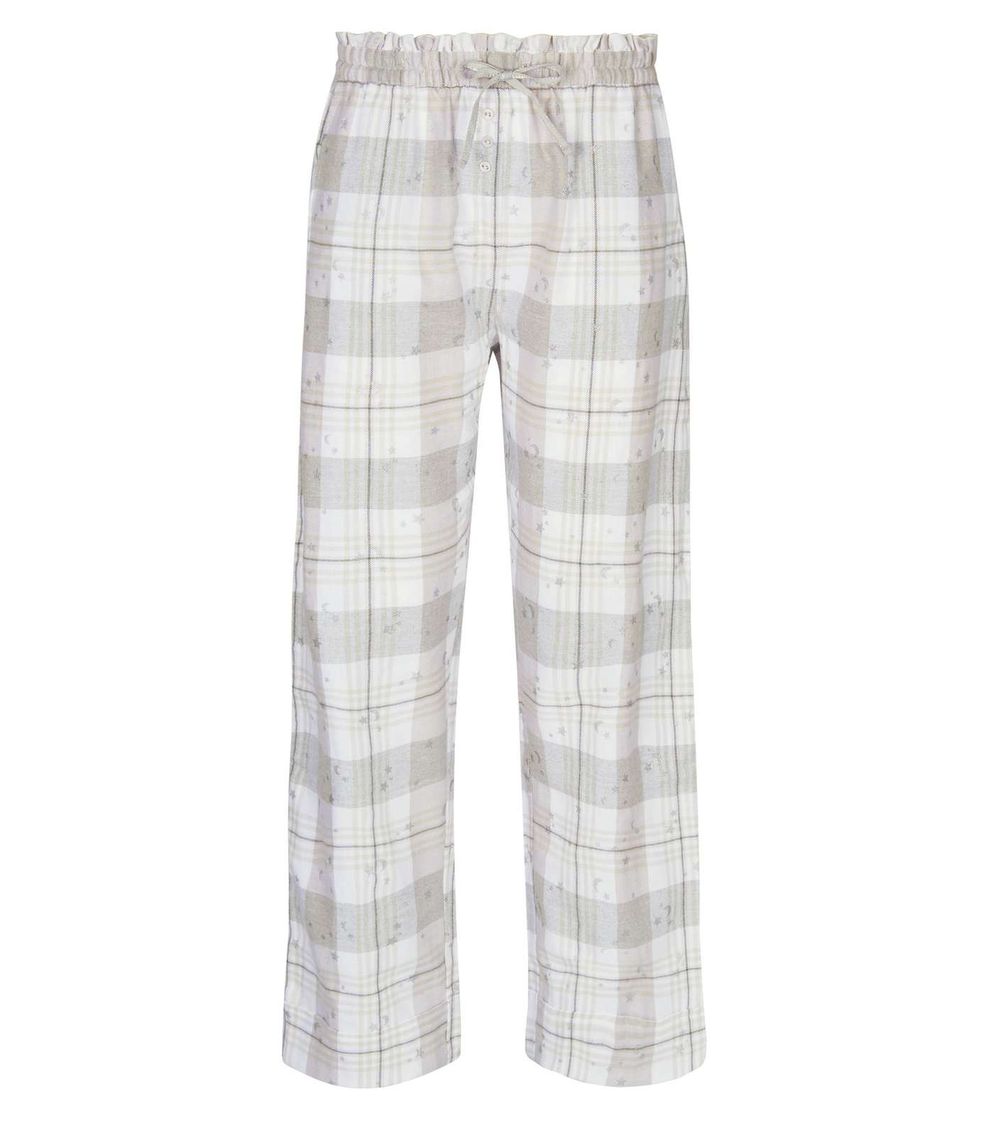 Grey Check Glitter Star Print Pyjama Bottoms Image 4