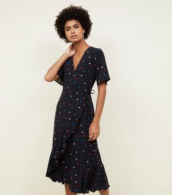 new look black wrap dress