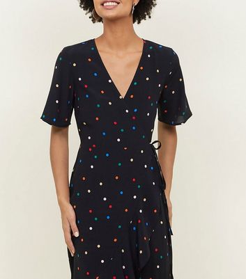 black dress with coloured spots