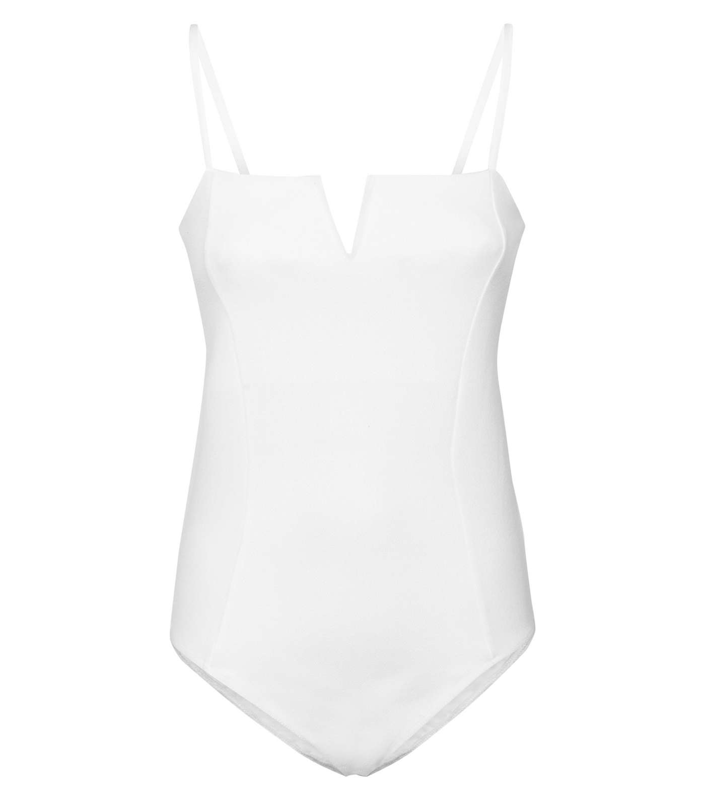 White Notched Neck Bodysuit Image 4