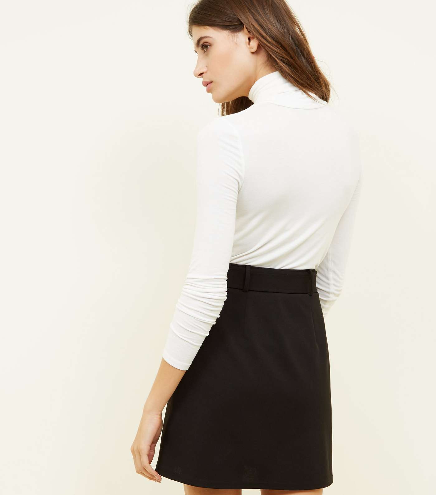 Black Crepe D-Ring Mini Skirt Image 3