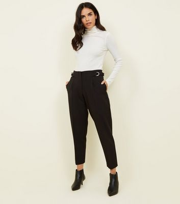 Black D-Ring Side Tapered Trousers 