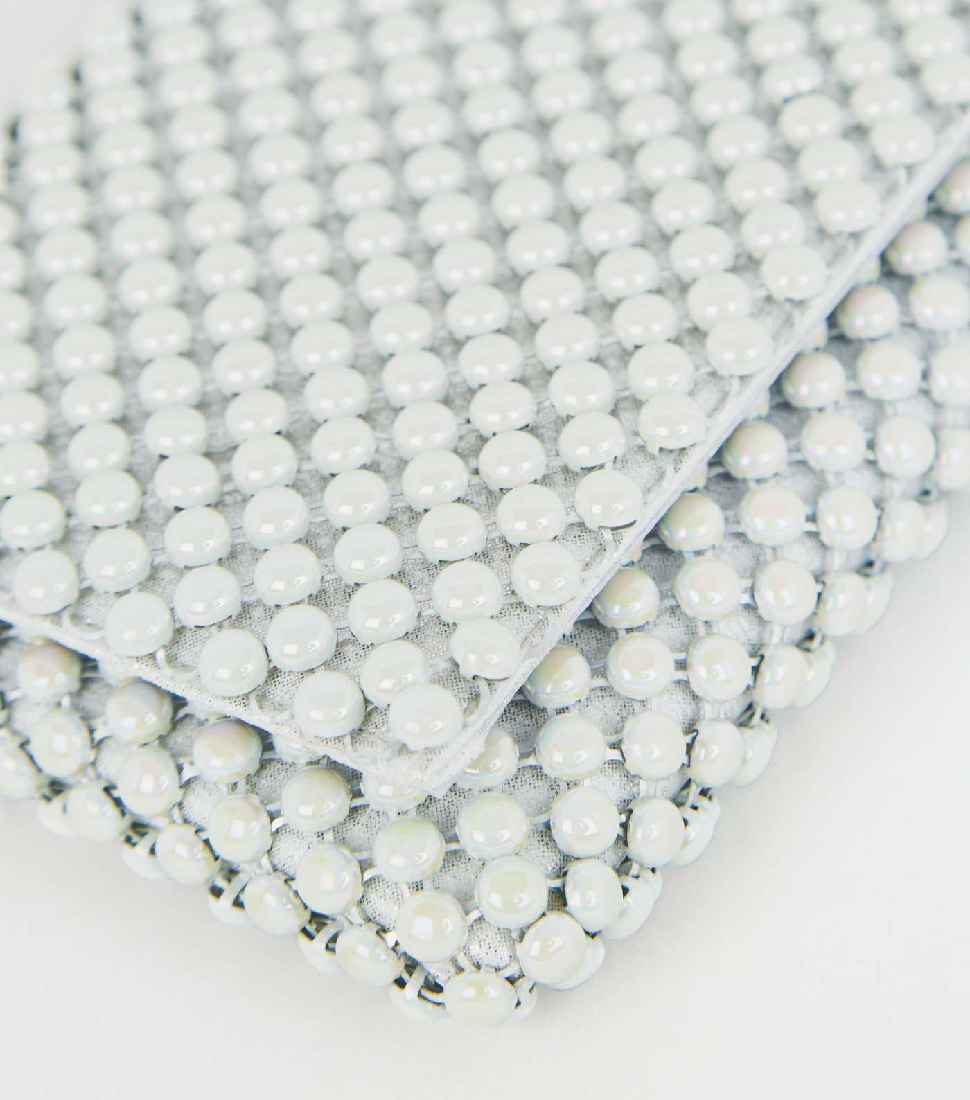 Off White Beaded Foldover Clutch Bag Image 4