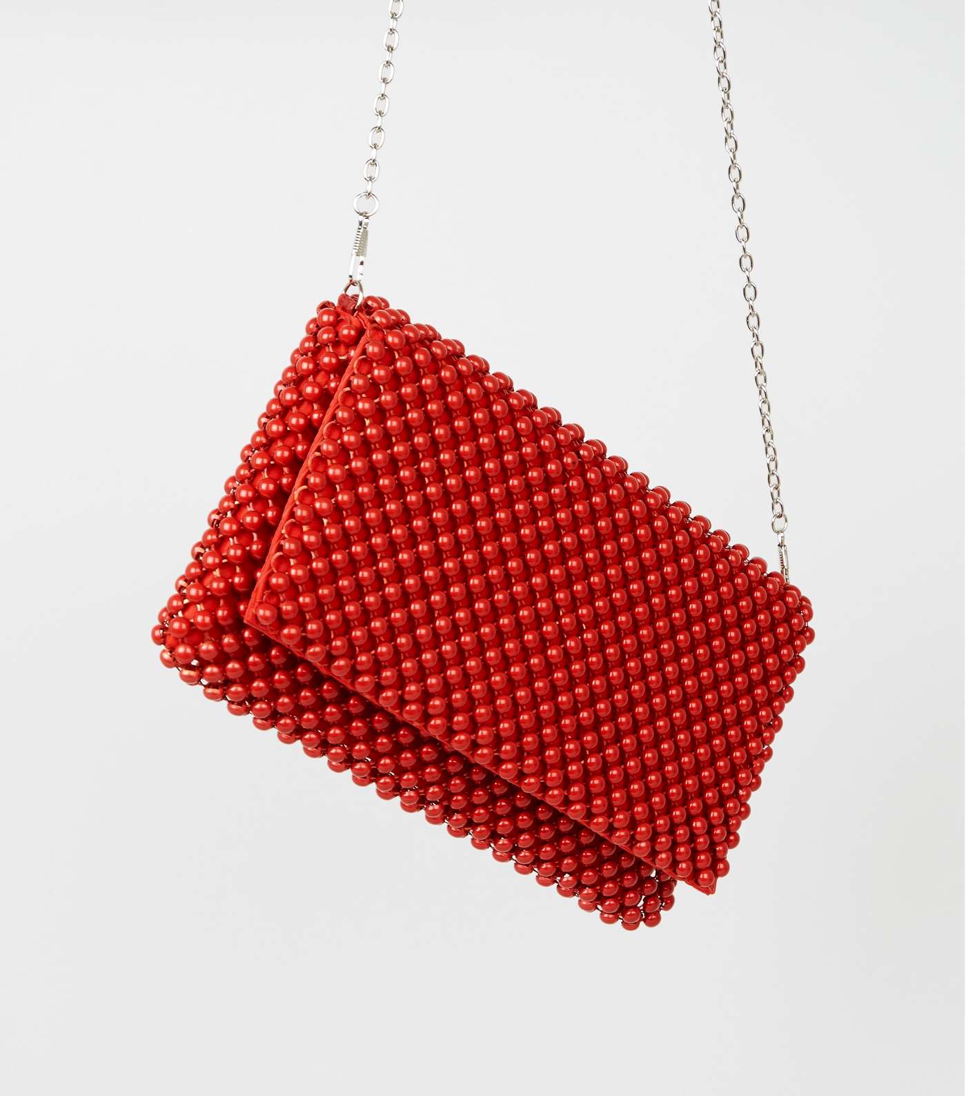 Red Beaded Foldover Clutch Bag Image 4