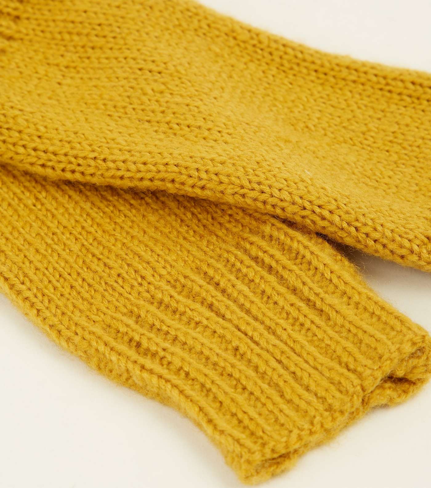 Mustard Knitted Arm Warmers Image 2