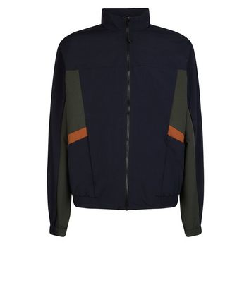 Men's Navy Colour Block Funnel Neck Jacket New Look shop for Men's Navy Colour Block Funnel Neck Jacket New Look at Shopo