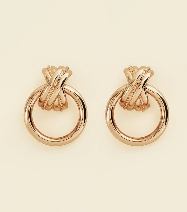 Gold Door Knocker Clip On Earrings New Look