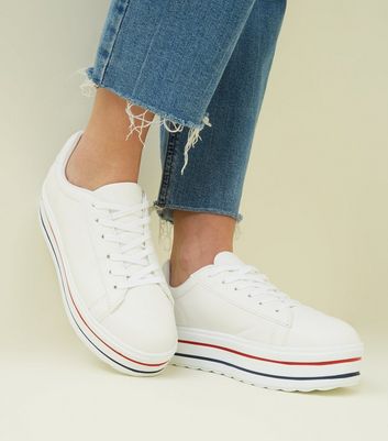 new look white platform trainers
