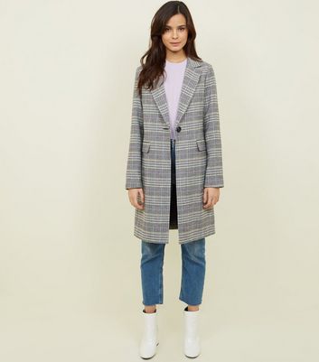 Black Multi Check Longline Coat