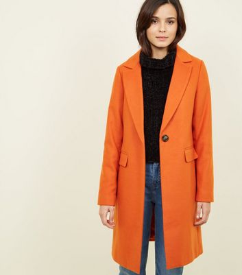 Orange coat new on sale look