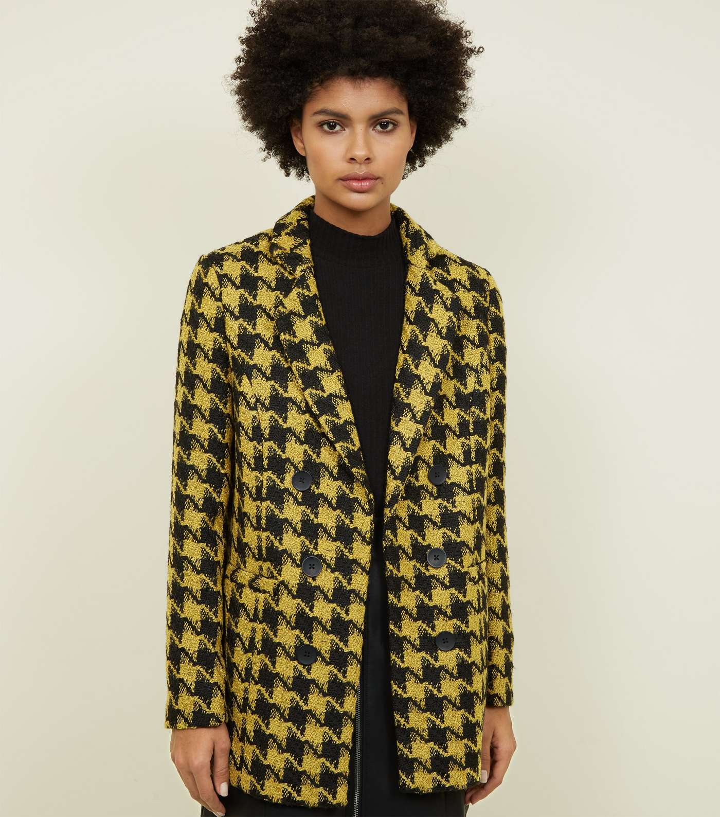 Yellow Houndstooth Check Jacket