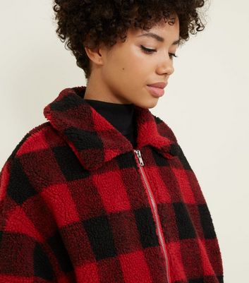 New look red check coat best sale