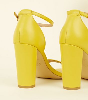 Wide Fit Yellow Block Heeled Sandals 