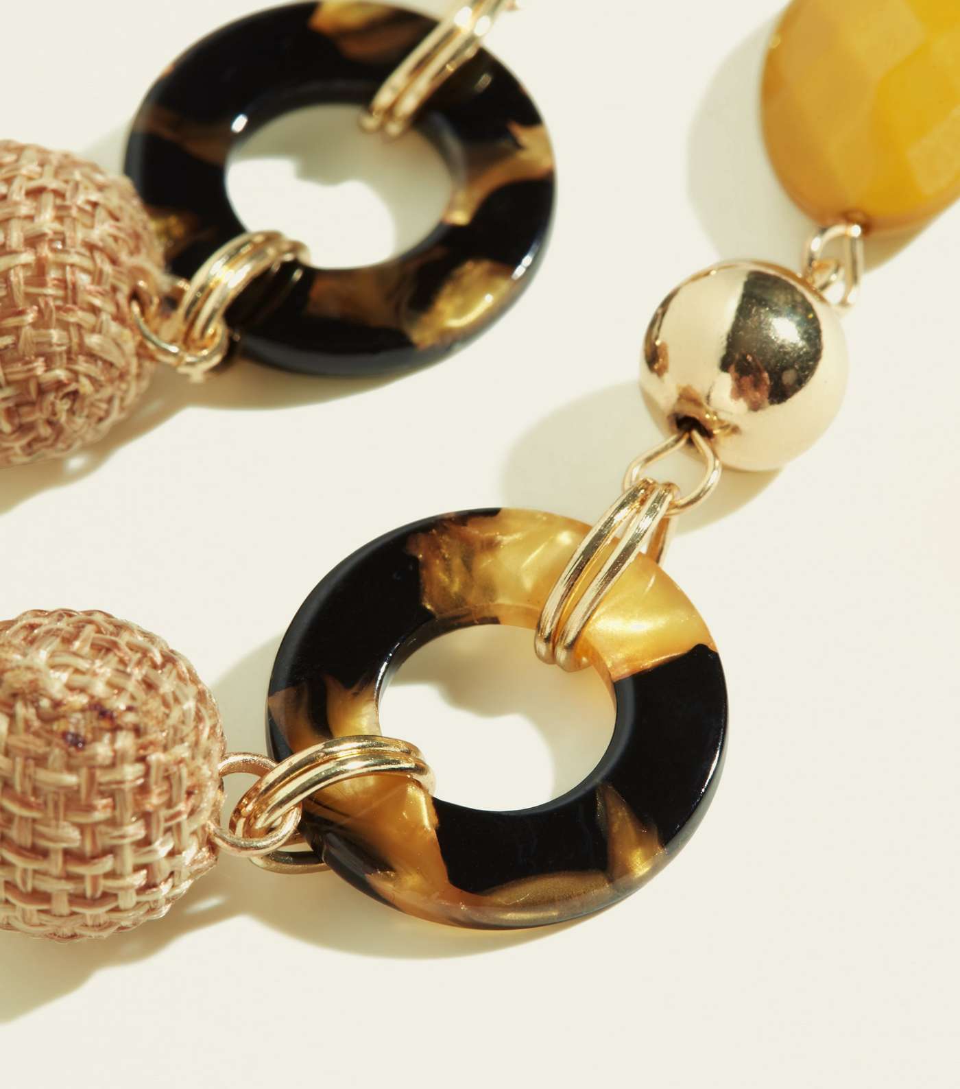 Mustard Raffia Bead and Resin Ring Drop Earrings Image 3