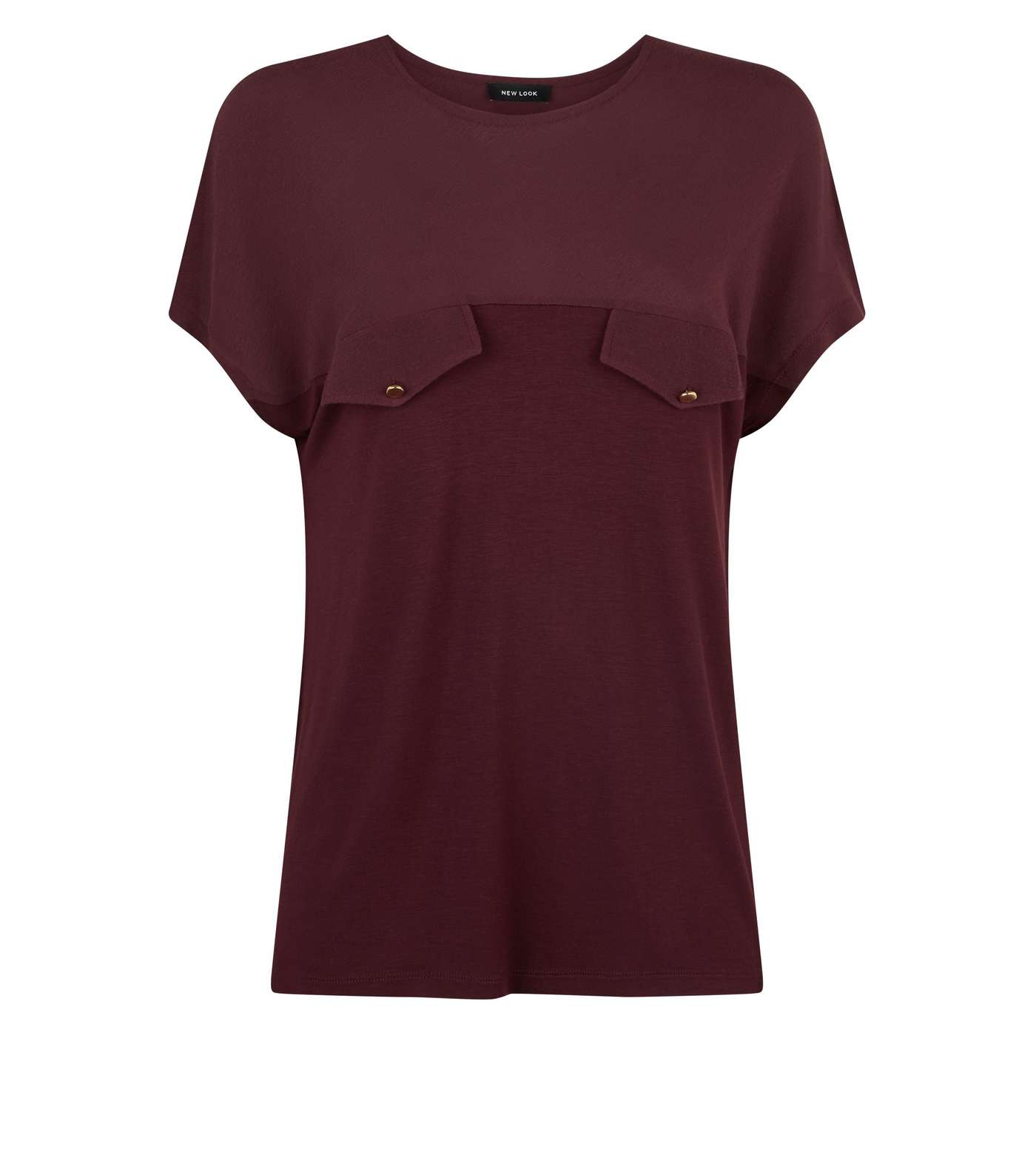 Burgundy Crepe and Jersey Tab Front T-Shirt Image 4