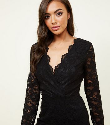 New look black store lace playsuit