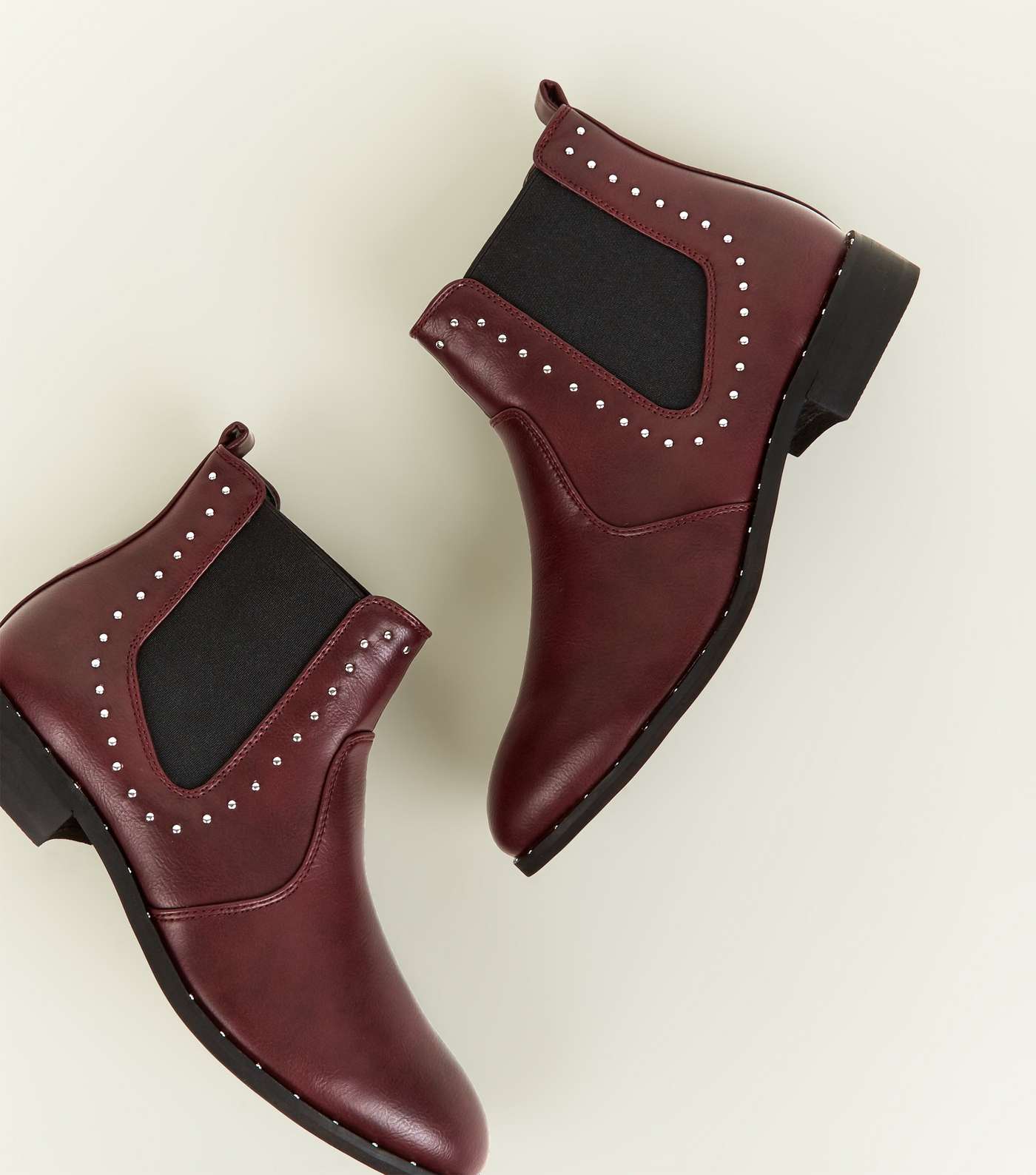Girls Dark Red Studded Chelsea Boots