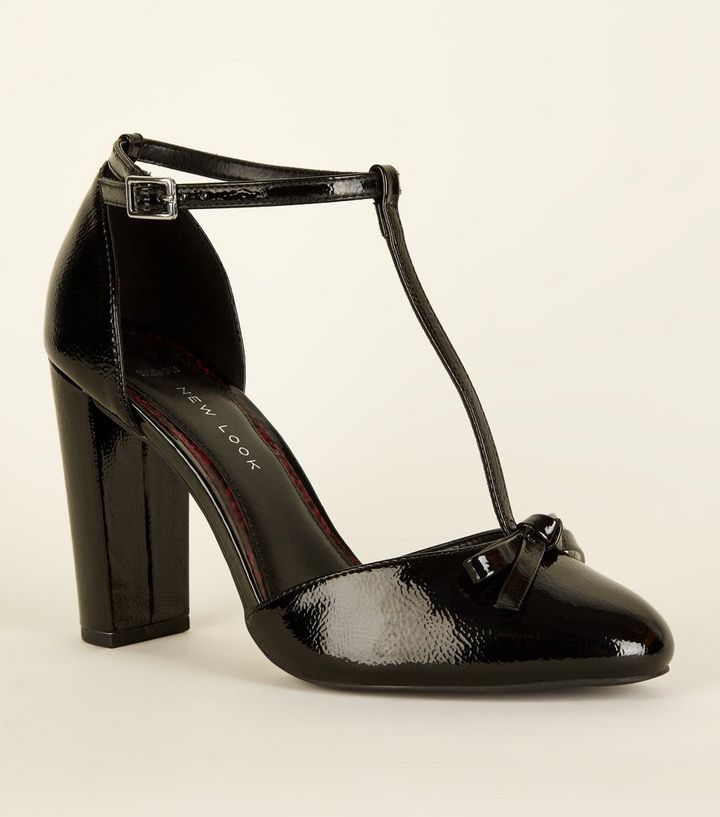 factory outlet hot sale premium selection Wide Fit Black T-Bar Bow Front Block Heels | New Look factory outlet hot sale premium selection Wide Fit Black T-Bar Bow Front Block Heels | New Look
