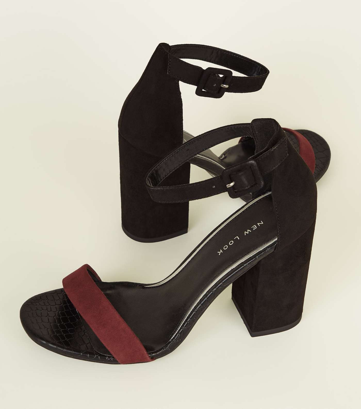 Red Suedette Two Part Block Heels  Image 3