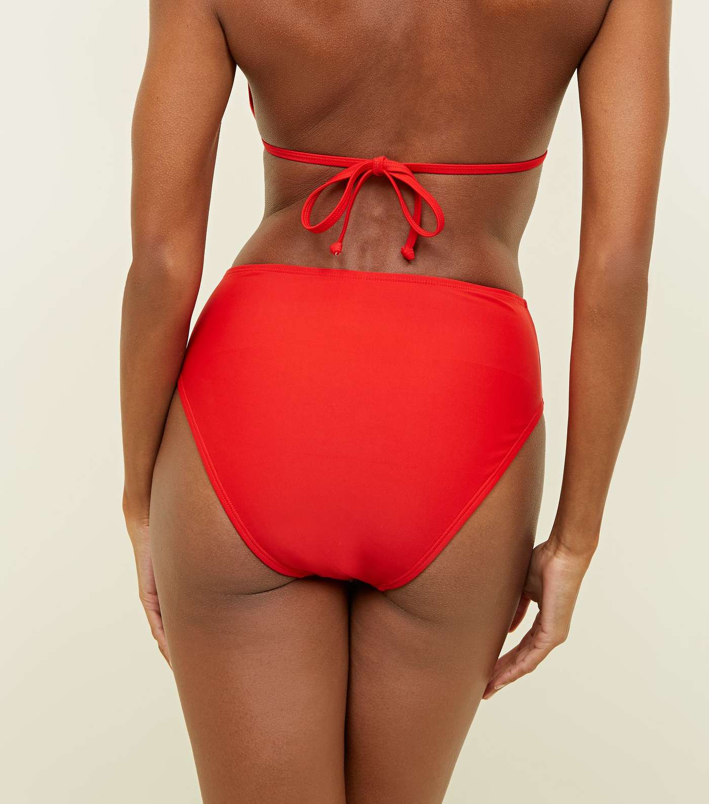 Red High Waist and Leg Bikini Bottoms Image 2