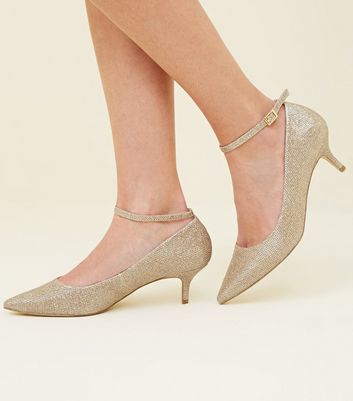 Paradox London Theresa Wide Fit Shimmer Kitten Heeled Sandals, Champagne at  John Lewis & Partners