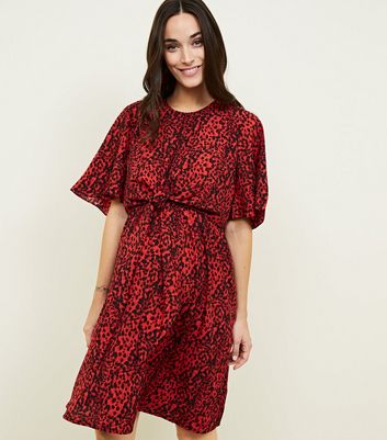 new look red leopard print dress