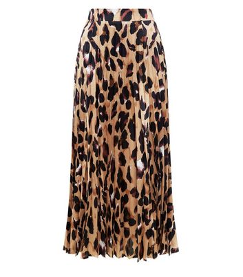 animal print midi skirt new look