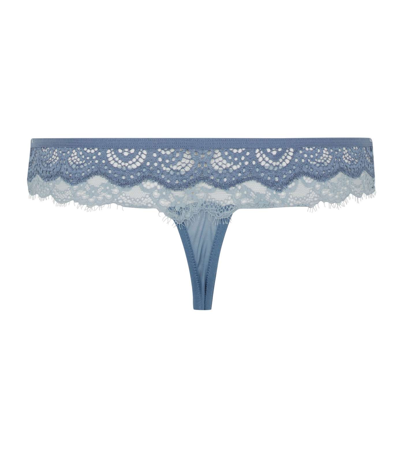 Bright Blue Two Tone Layered Lace Thong  Image 5