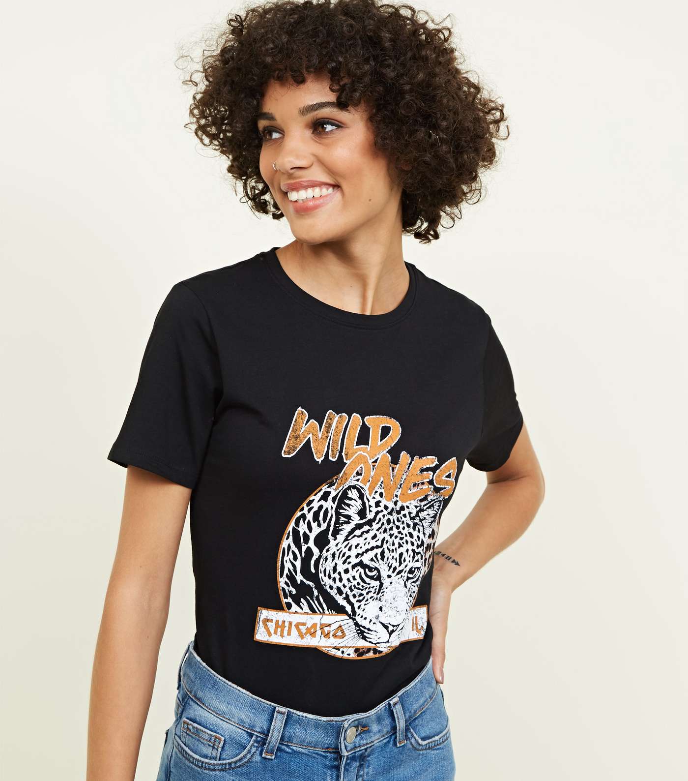 Black Wild Ones Leopard Print T-Shirt 