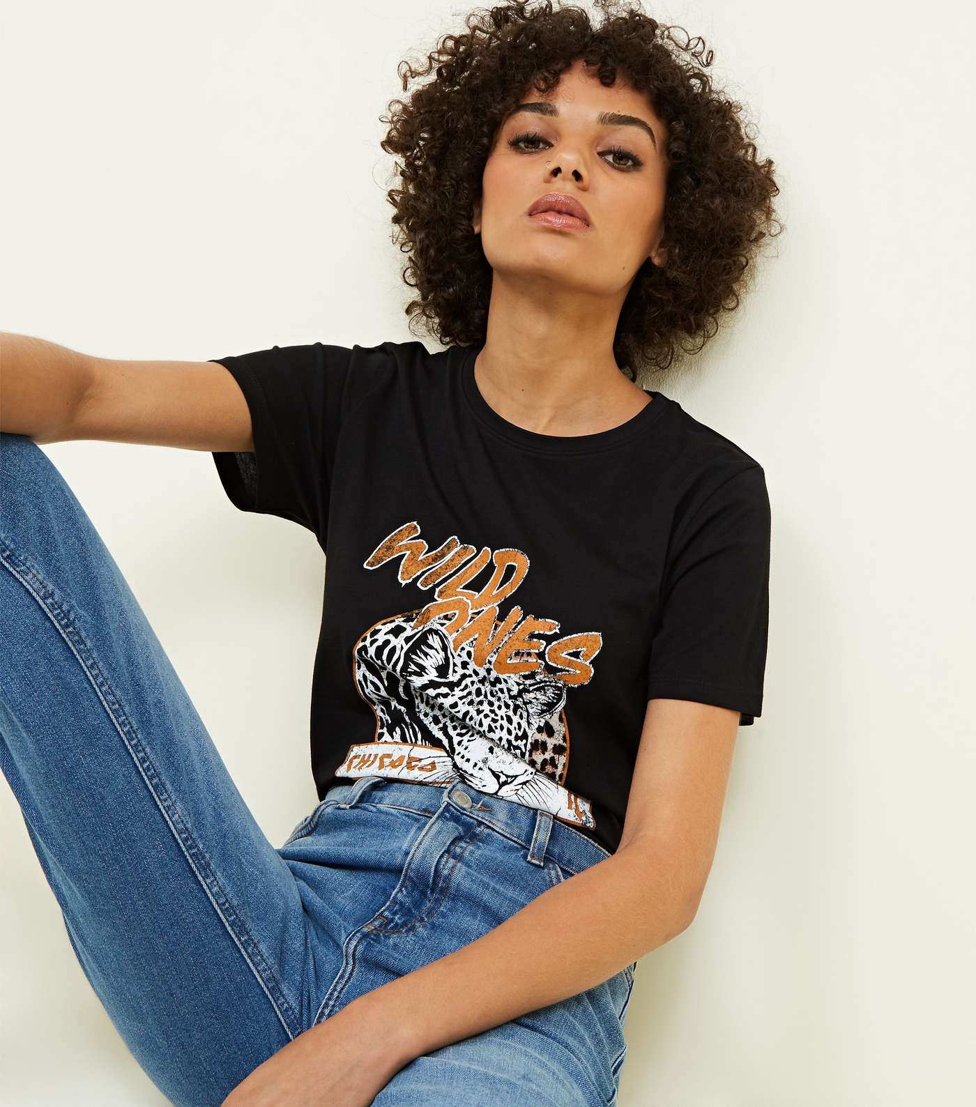 Black Wild Ones Leopard Print T-Shirt  Image 5