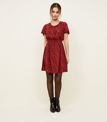 new look red animal print dress