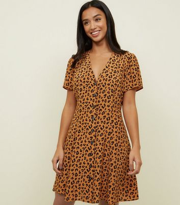 leopard button dress