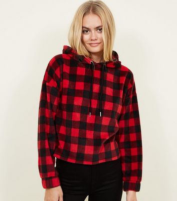 Red check hoodie online