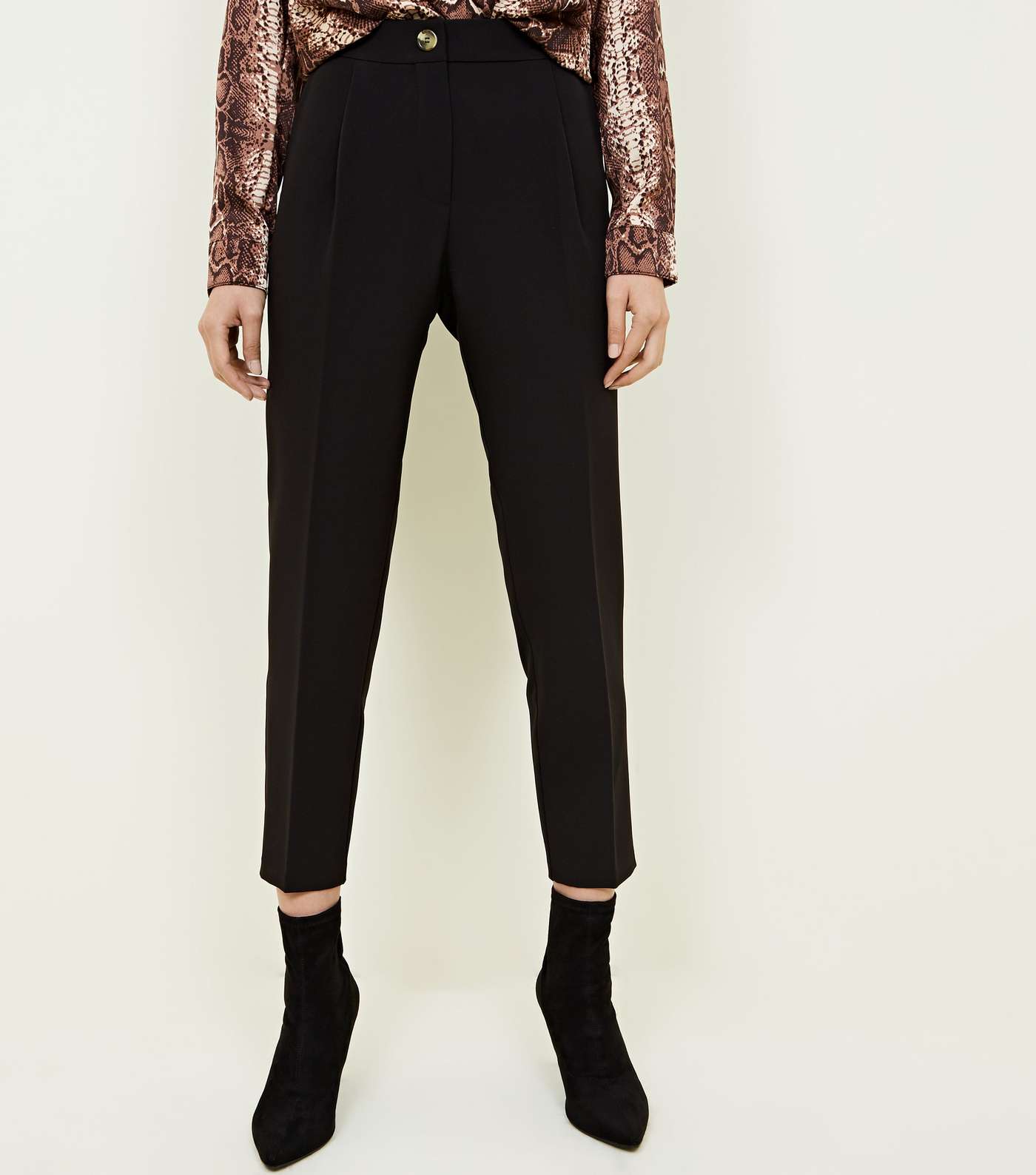 Black High Waist Tapered Trousers Image 2