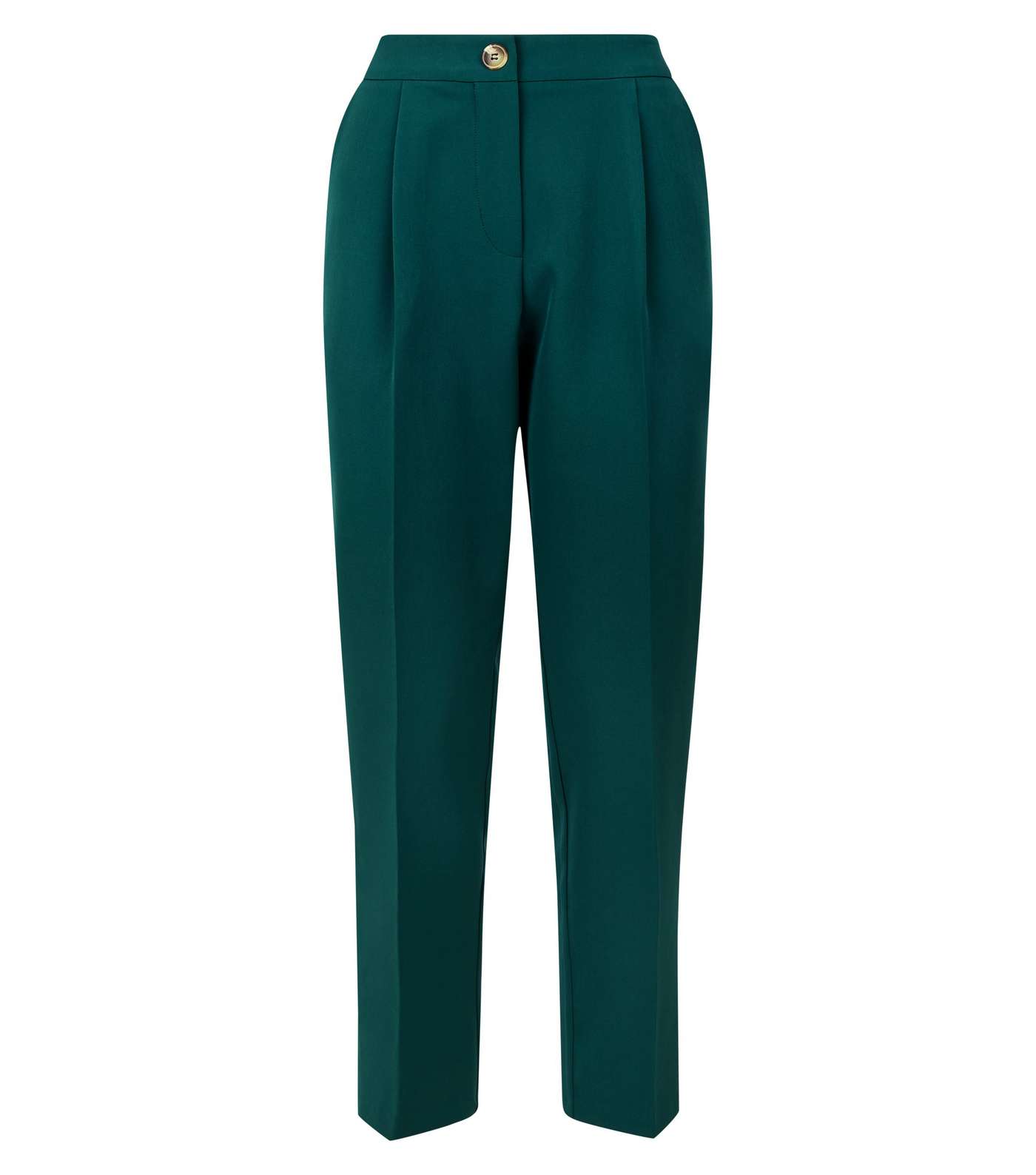 Dark Green High Waist Tapered Trousers Image 4