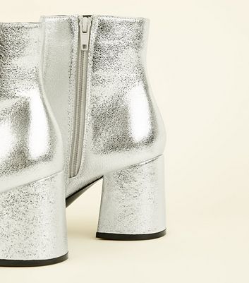 new look silver ankle boots