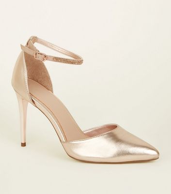 rose gold court shoes