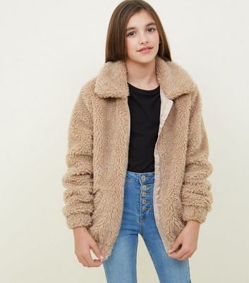 Girls Stone Oversized Teddy Borg Jacket