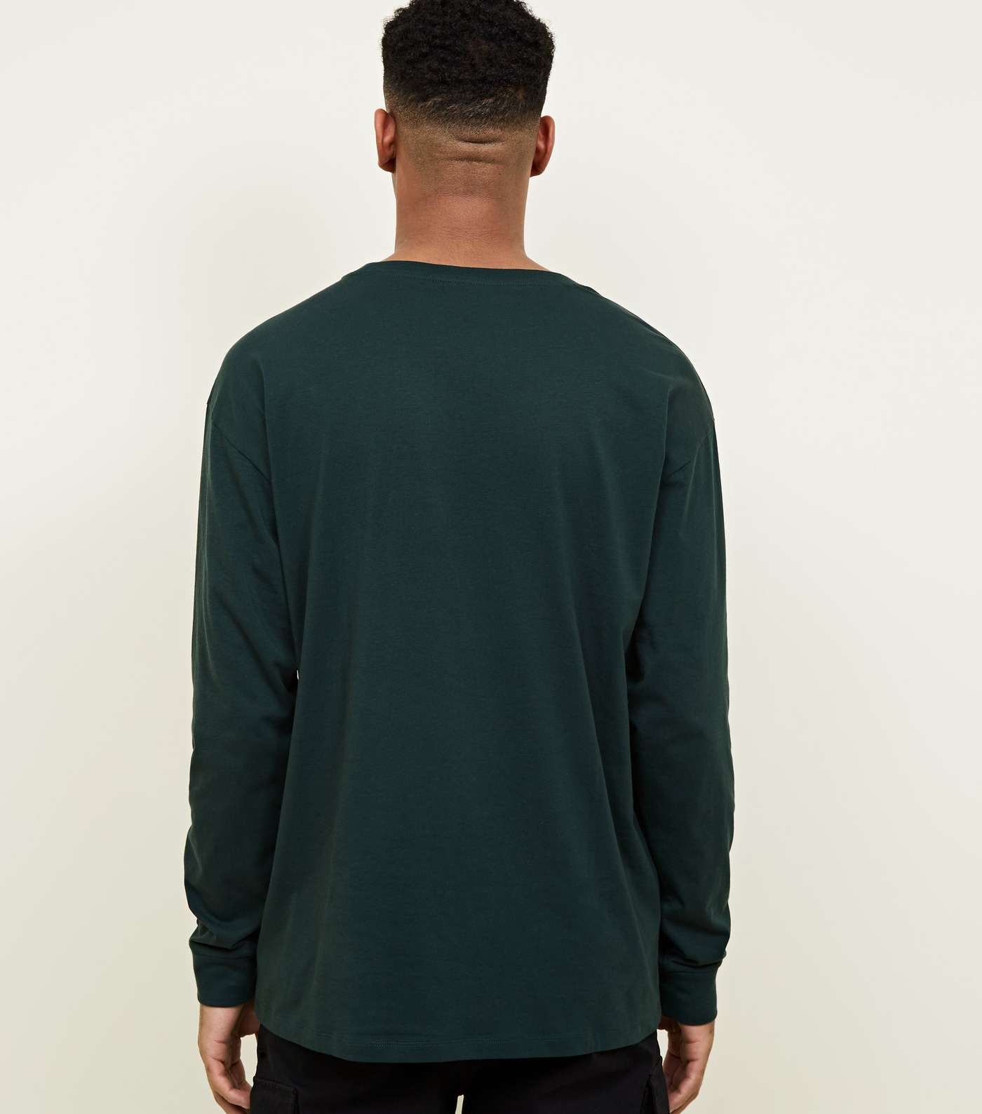 Dark Green Colour Block Long Sleeve T-Shirt  Image 3