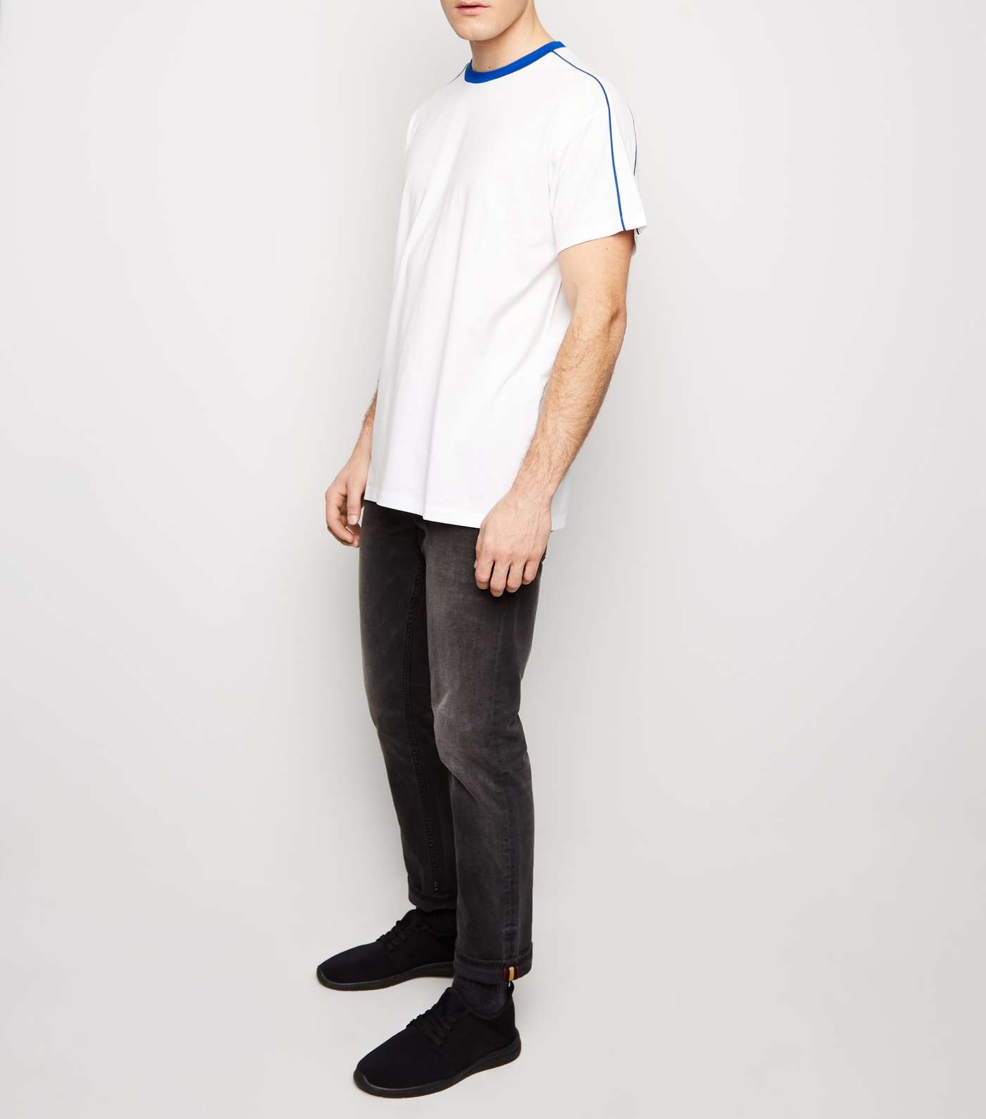 White Piped Panel Oversized T-Shirt  Image 2