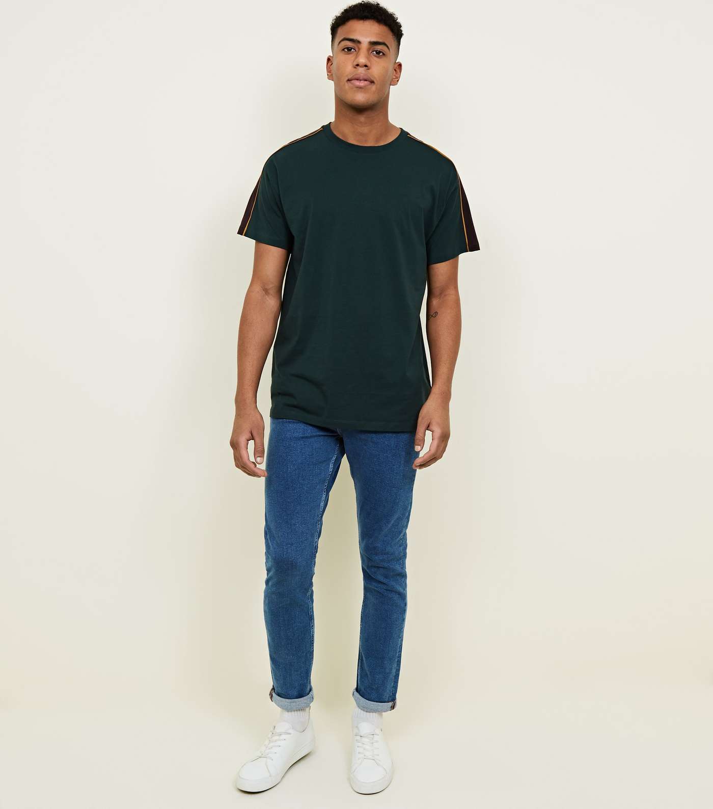 Green Piped Panel Oversized T-Shirt  Image 2
