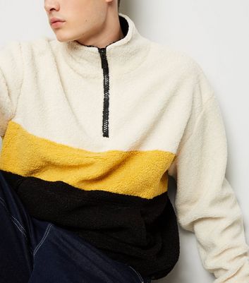 Men's Black Colour Block Borg 1/2 Zip Jacket New Look shop for Men's Black Colour Block Borg 1/2 Zip Jacket New Look at Shopo