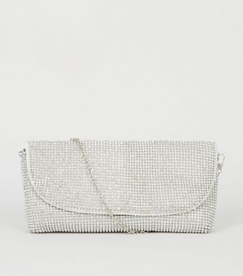 new look silver clutch